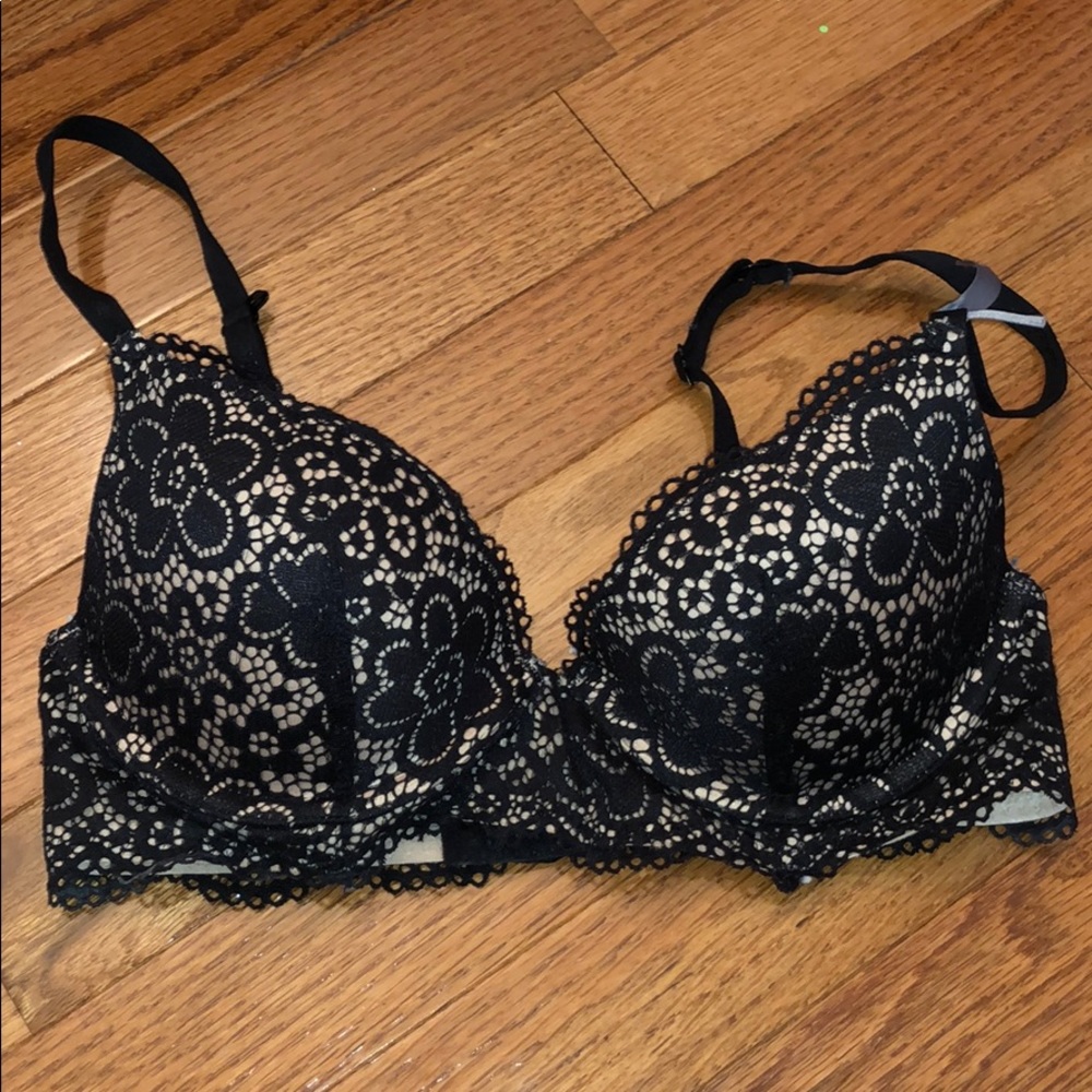 Aerie Tan/Black Lace Bra